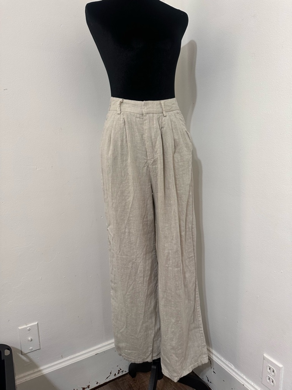 DISSH Beige Wide-Leg Linen Pants